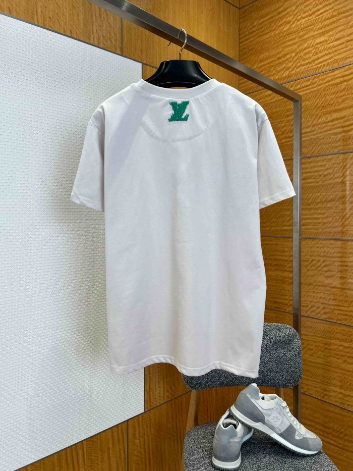 1:1 quality version Thick Thread Granular Embroidery Crew Neck Short Sleeve T-Shirt 2 colors 29114539