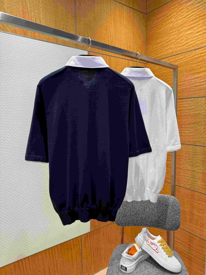 1:1 quality version Simple Letter Embroidery Button Down Collar Polo Shirt 2 colors 29114939