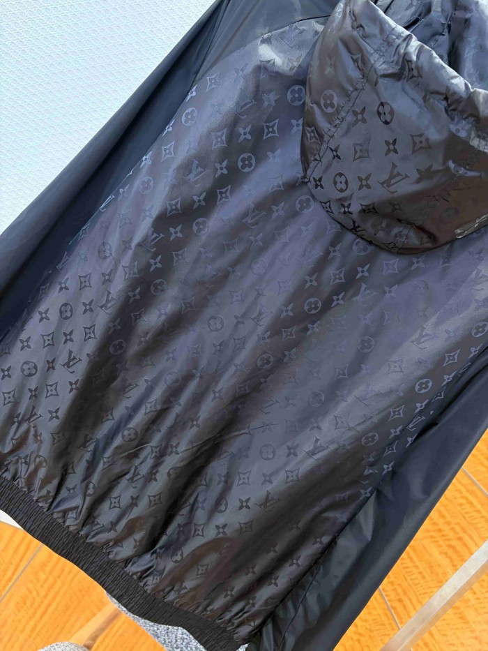 1:1 quality version Nylon Allover Jacquard Hidden Print Drawstring Hooded Jacket 2 colors 29115024