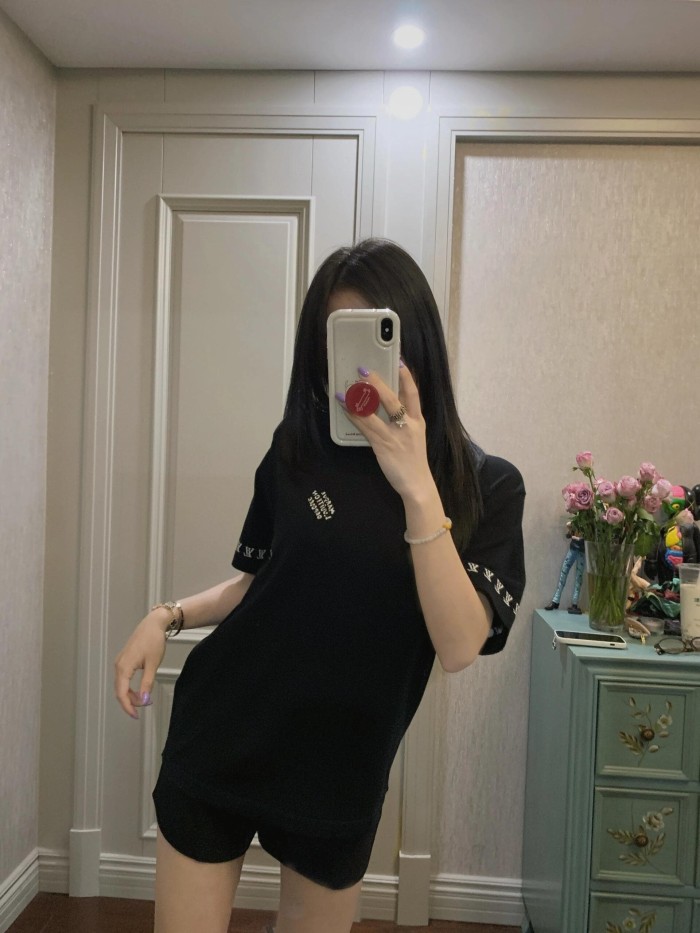 1:1 quality version Combed Cotton Jacquard Logo Webbing Short Sleeve T-shirt 2 colors 29114945