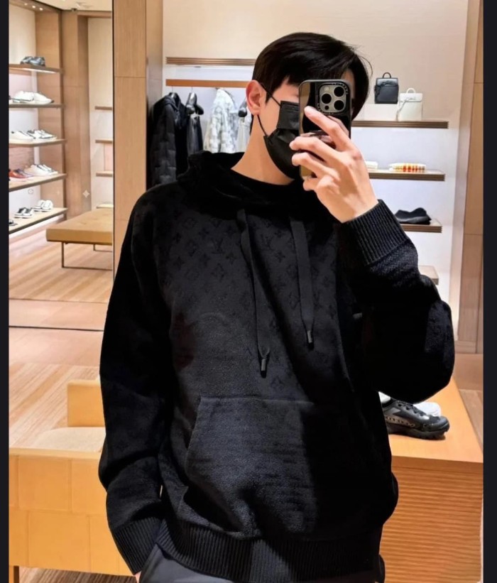 1:1 quality version Cotton Allover Print Drawstring Hoodie 29115124