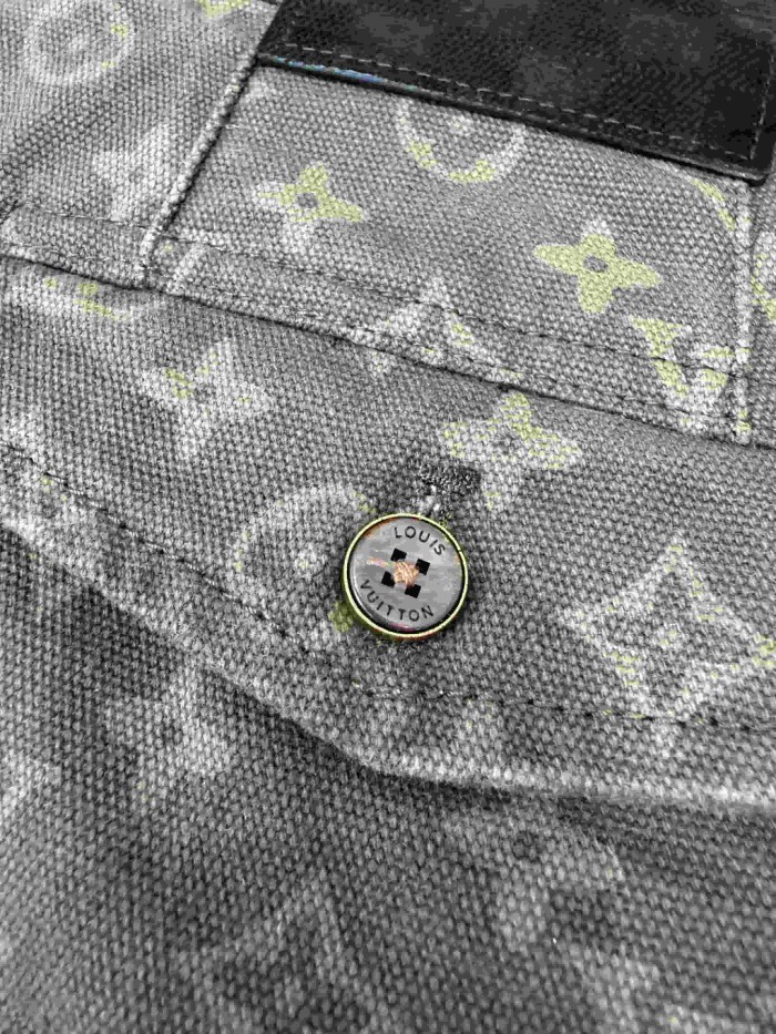 1:1 quality version Cotton Linen Blend Canvas Monogram Allover Print Cargo Wide Leg Casual Pants 29114778