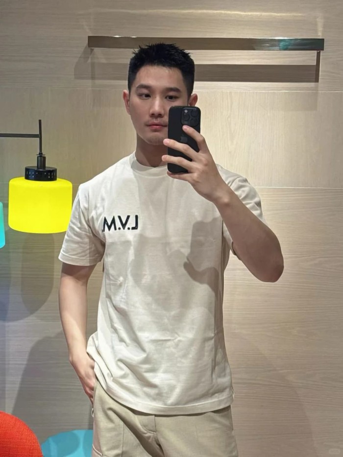 1:1 quality version Heavyweight Combed Cotton Letter Embroidery Crew Neck T-Shirt 29115007
