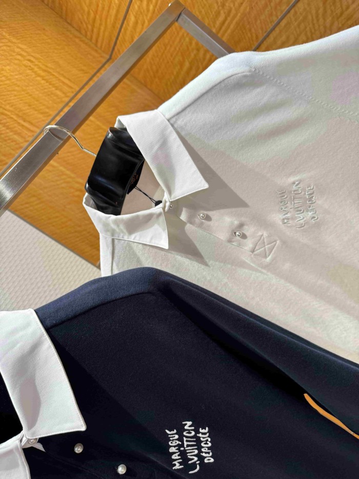 1:1 quality version Simple Letter Embroidery Button Down Collar Polo Shirt 2 colors 29114939