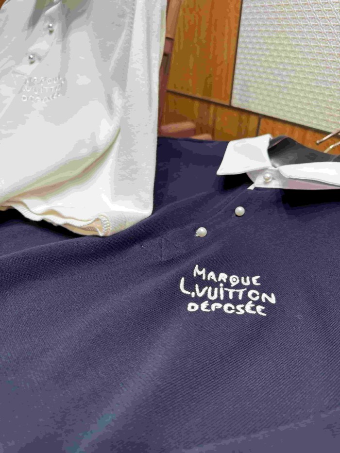 1:1 quality version Simple Letter Embroidery Button Down Collar Polo Shirt 2 colors 29114939