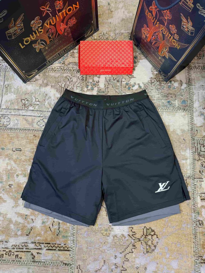 1:1 quality version Embossed Logo High Stretch Quick Dry Double Layer Sports Shorts 29114765
