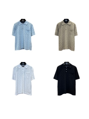1:1 quality version Allover Hollow Jacquard Pocket Short Sleeve Polo Shirt 4 colors 29114377
