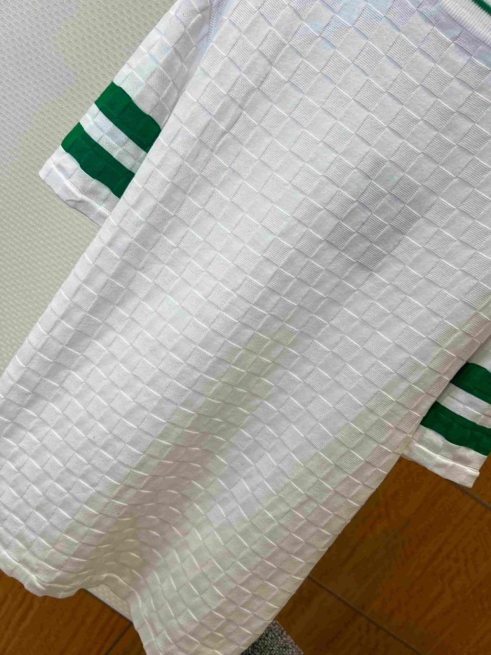 1:1 quality version Checkered Jacquard Knit Crew Neck Short Sleeve Top & Shorts Set 2 colors 29114365