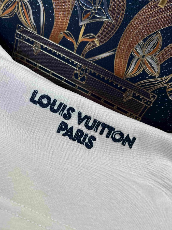 1:1 quality version Heavyweight Combed Cotton Letter Embroidery Crew Neck T-Shirt 29115007