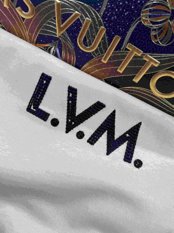 1:1 quality version Heavyweight Combed Cotton Letter Embroidery Crew Neck T-Shirt 29115007