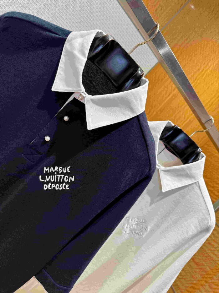1:1 quality version Simple Letter Embroidery Button Down Collar Polo Shirt 2 colors 29114939