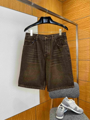1:1 quality version Leather Patch Vintage Washed Denim Shorts 29114556