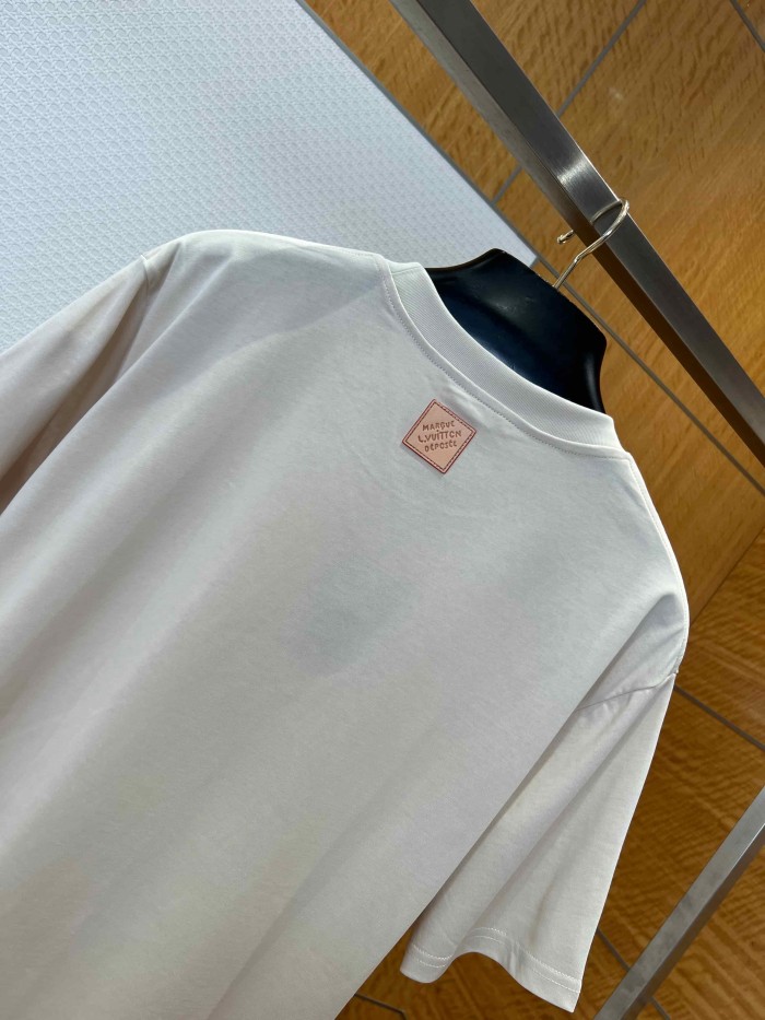 1:1 quality version Heavyweight Combed Cotton Letter Embroidery Crew Neck T-Shirt 29115007