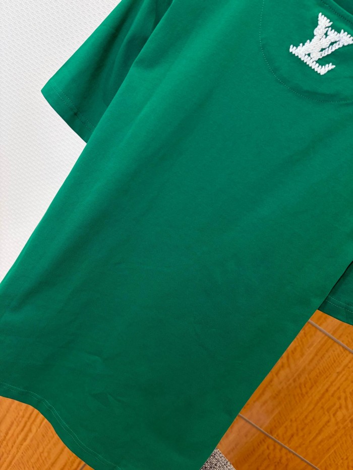 1:1 quality version Thick Thread Granular Embroidery Crew Neck Short Sleeve T-Shirt 2 colors 29114539