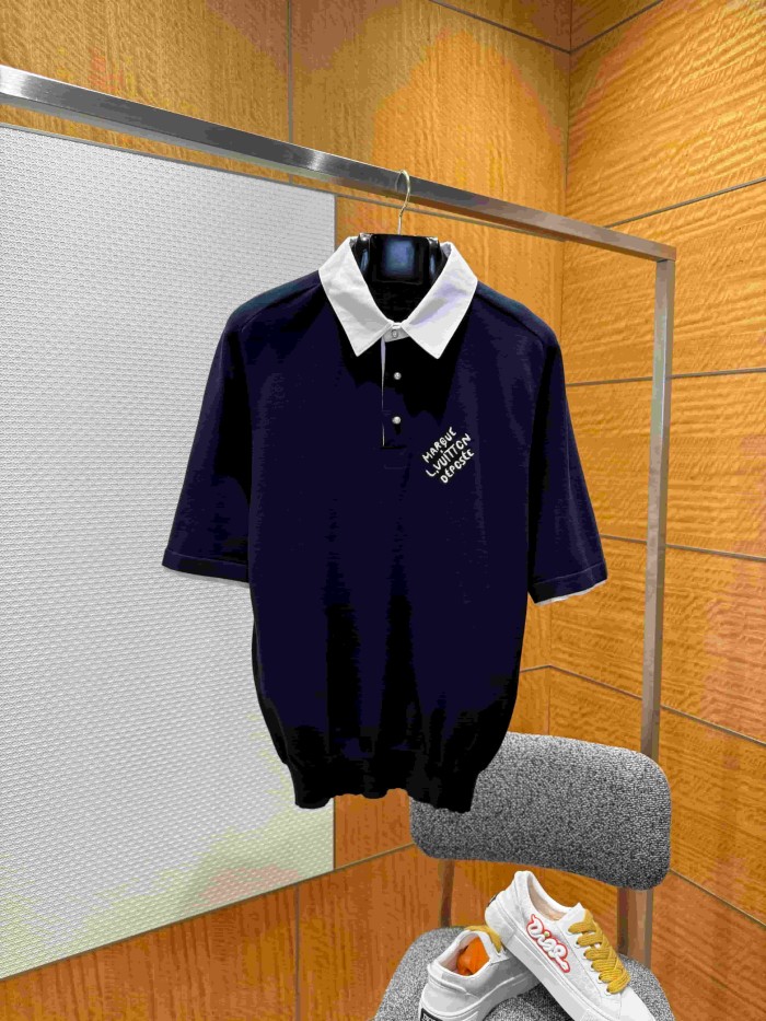 1:1 quality version Simple Letter Embroidery Button Down Collar Polo Shirt 2 colors 29114939