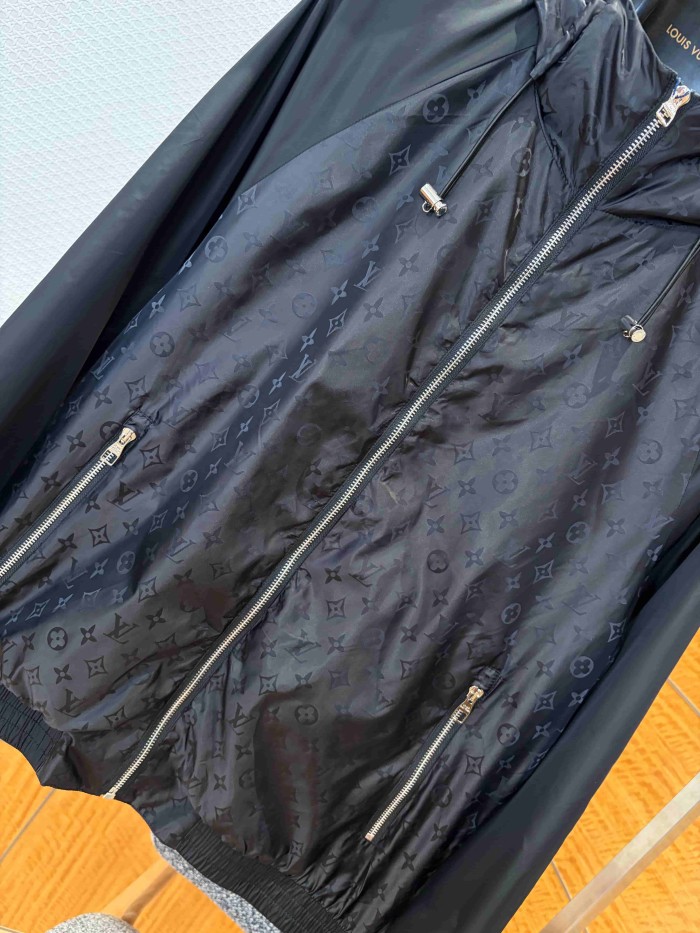 1:1 quality version Nylon Allover Jacquard Hidden Print Drawstring Hooded Jacket 2 colors 29115024