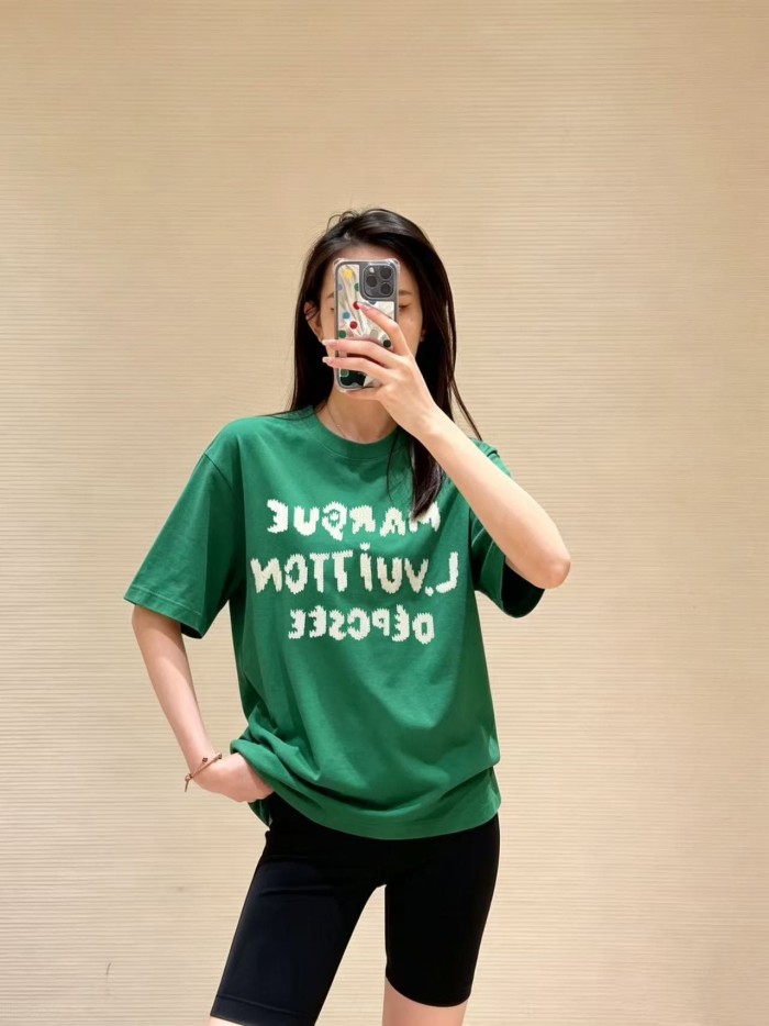 1:1 quality version Thick Thread Granular Embroidery Crew Neck Short Sleeve T-Shirt 2 colors 29114539