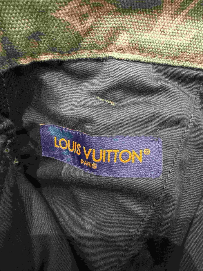 1:1 quality version Cotton Linen Blend Canvas Monogram Allover Print Cargo Wide Leg Casual Pants 29114778