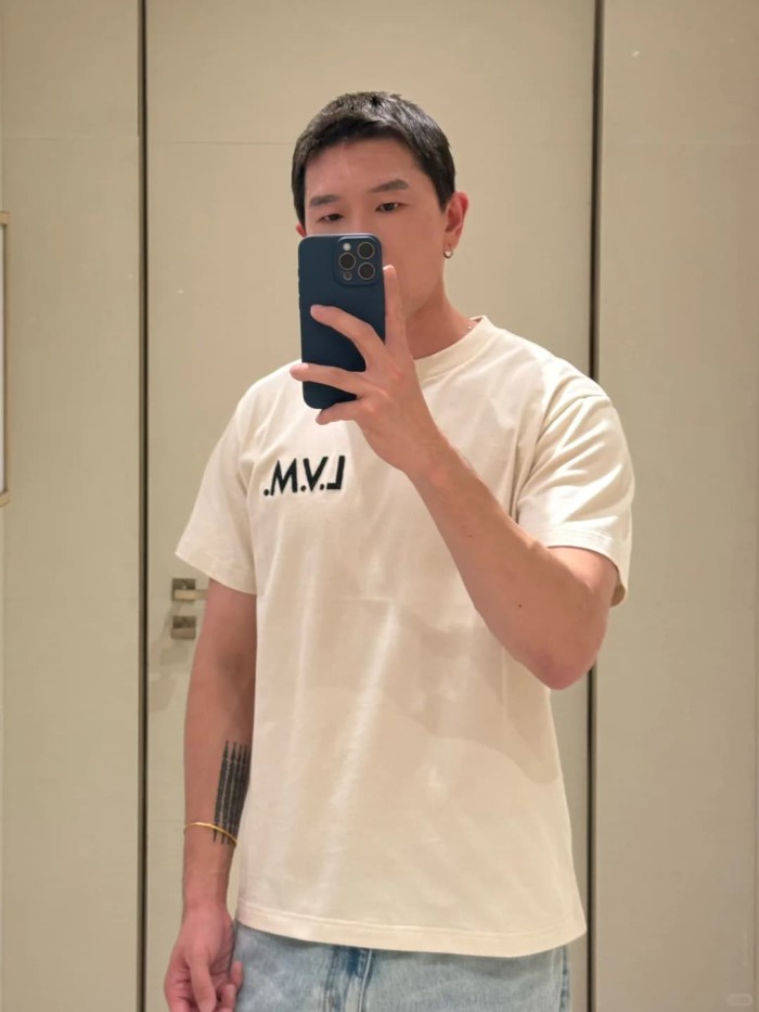 1:1 quality version Heavyweight Combed Cotton Letter Embroidery Crew Neck T-Shirt 29115007
