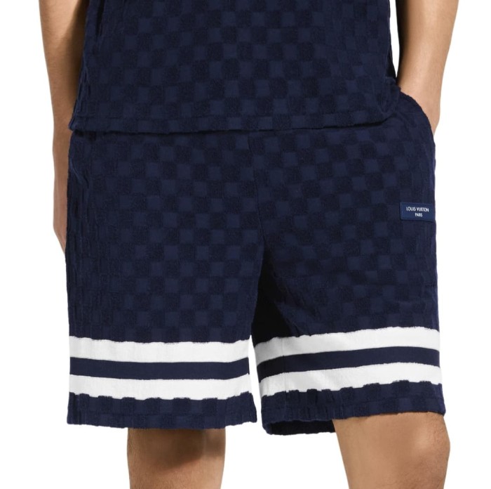 1:1 quality version Checkered Jacquard Knit Crew Neck Short Sleeve Top & Shorts Set 2 colors 29114365