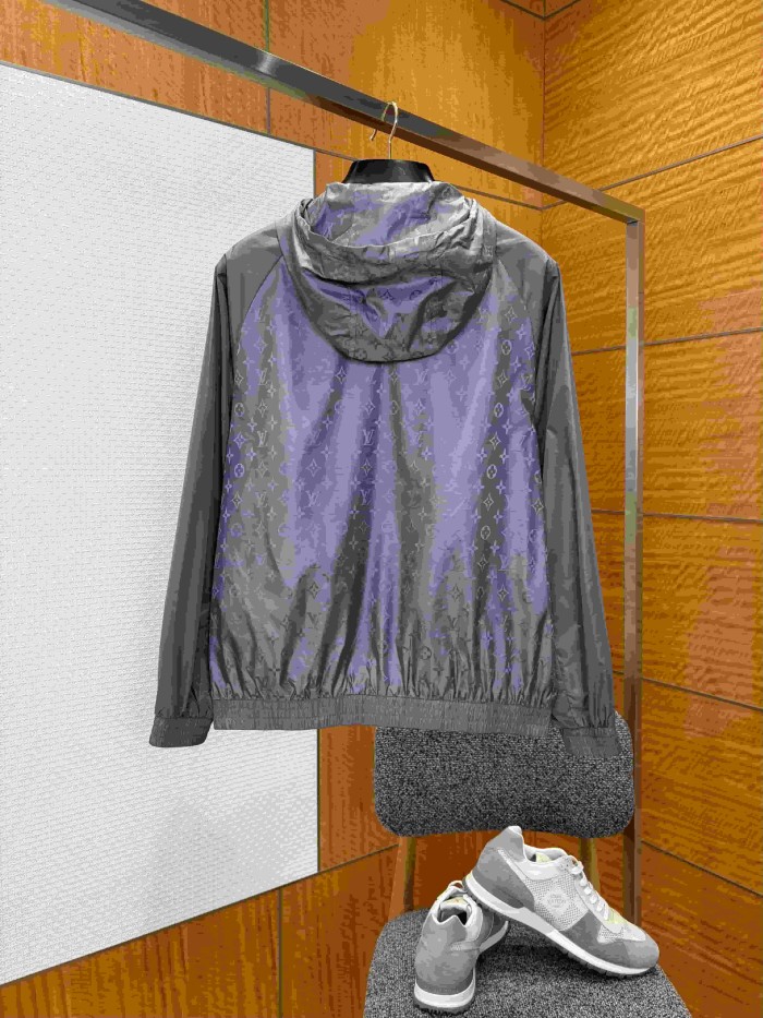 1:1 quality version Nylon Allover Jacquard Hidden Print Drawstring Hooded Jacket 2 colors 29115024