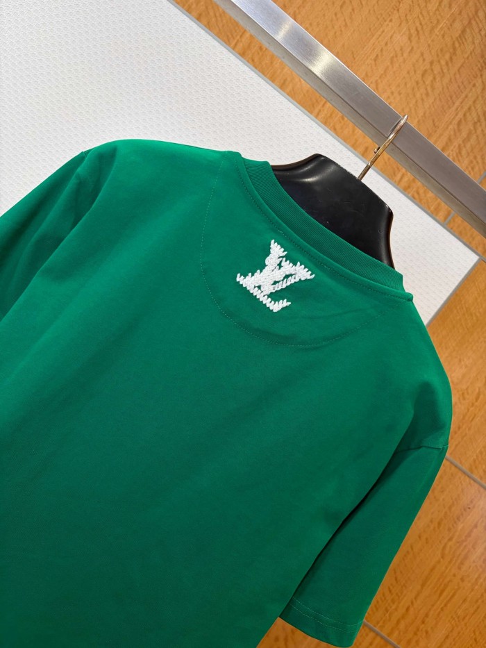 1:1 quality version Thick Thread Granular Embroidery Crew Neck Short Sleeve T-Shirt 2 colors 29114539