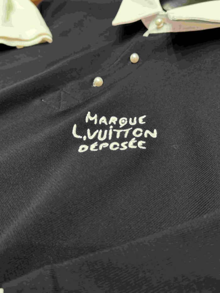 1:1 quality version Simple Letter Embroidery Button Down Collar Polo Shirt 2 colors 29114939