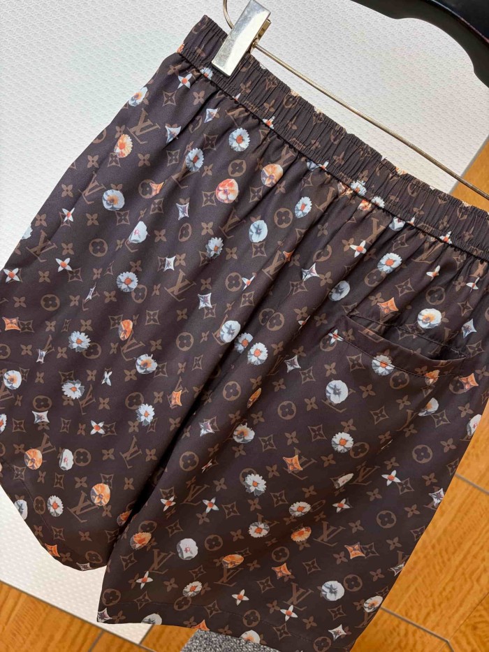 1:1 quality version Nylon Floral Allover Print Drawstring Casual Shorts 2 colors 29114530