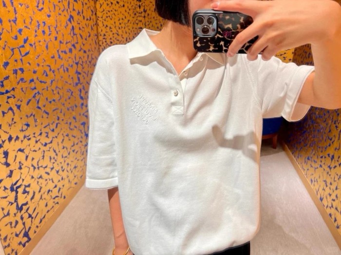 1:1 quality version Simple Letter Embroidery Button Down Collar Polo Shirt 2 colors 29114939
