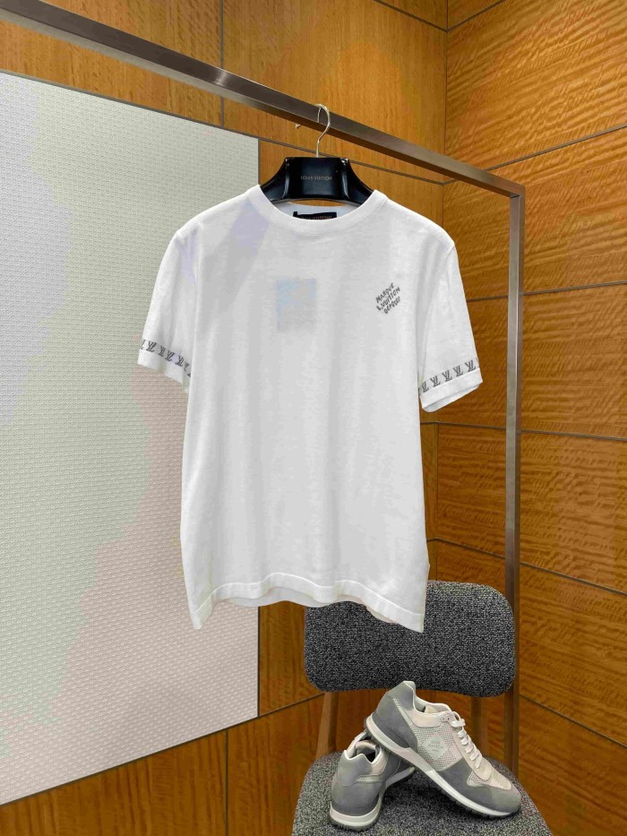 1:1 quality version Combed Cotton Jacquard Logo Webbing Short Sleeve T-shirt 2 colors 29114945