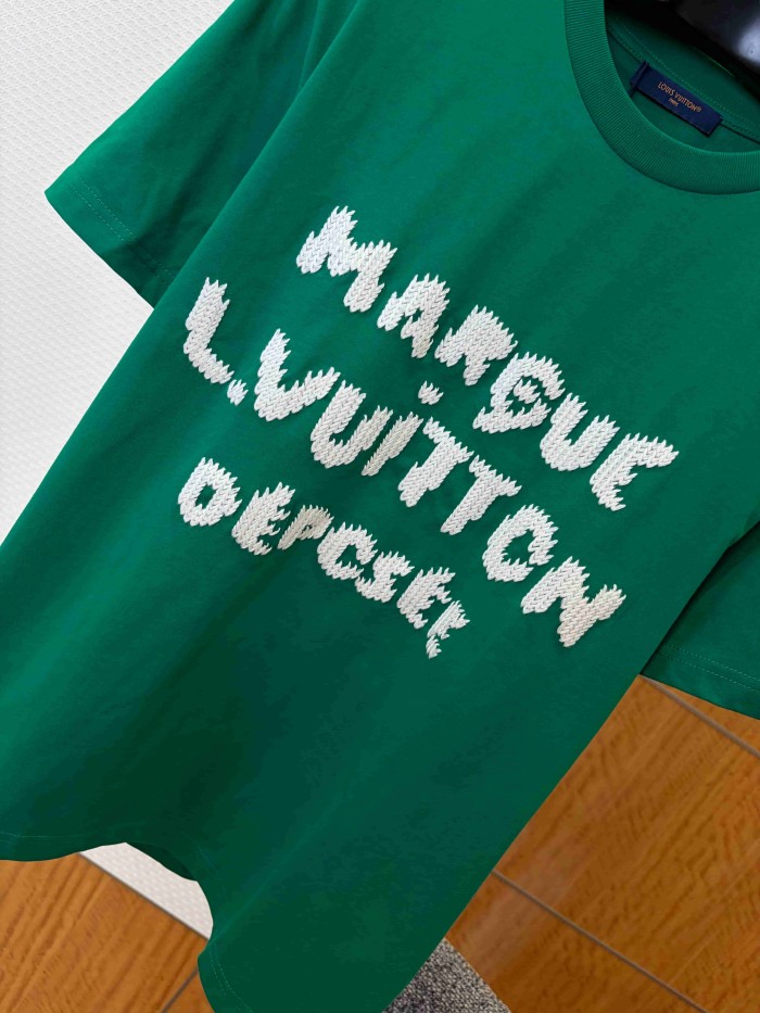 1:1 quality version Thick Thread Granular Embroidery Crew Neck Short Sleeve T-Shirt 2 colors 29114539