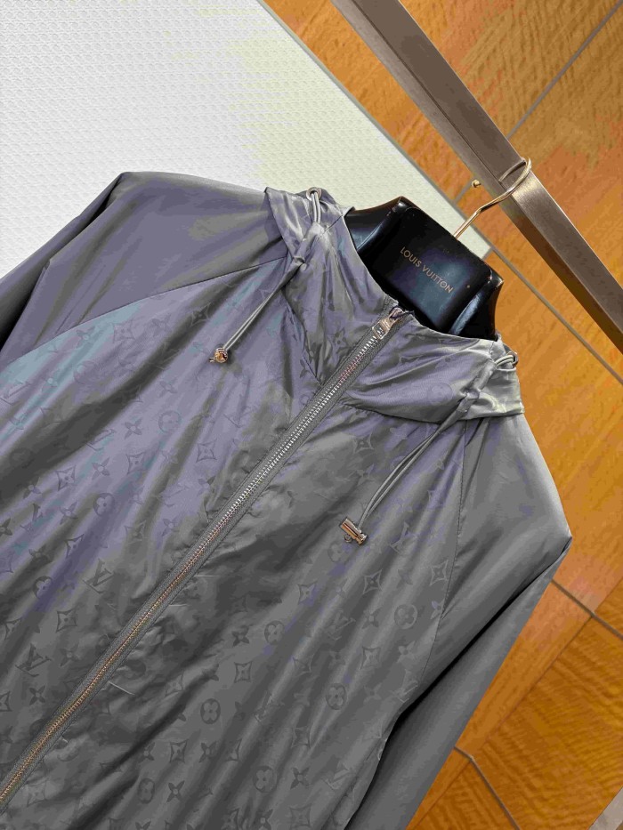 1:1 quality version Nylon Allover Jacquard Hidden Print Drawstring Hooded Jacket 2 colors 29115024