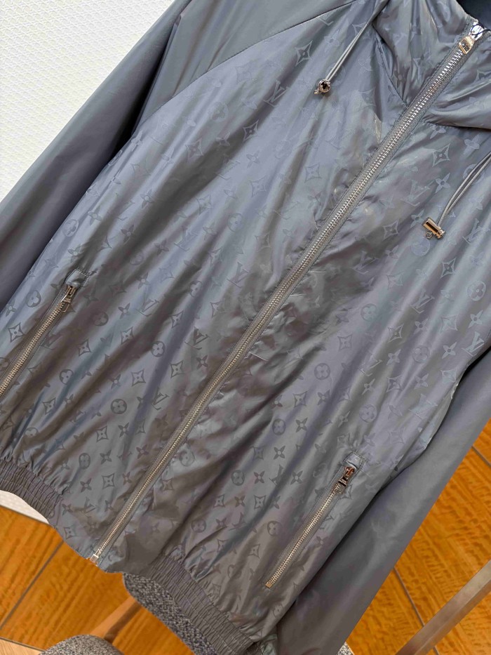 1:1 quality version Nylon Allover Jacquard Hidden Print Drawstring Hooded Jacket 2 colors 29115024