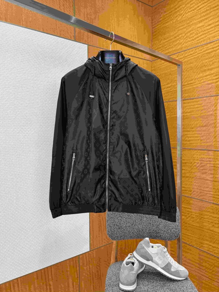 1:1 quality version Nylon Allover Jacquard Hidden Print Drawstring Hooded Jacket 2 colors 29115024