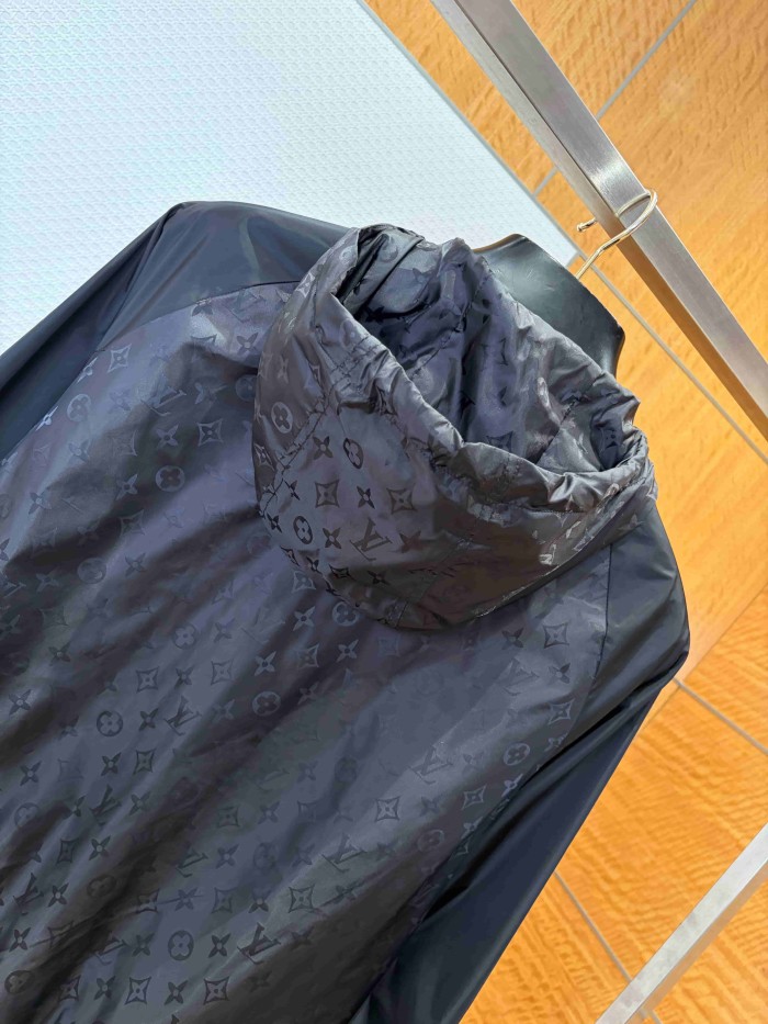 1:1 quality version Nylon Allover Jacquard Hidden Print Drawstring Hooded Jacket 2 colors 29115024