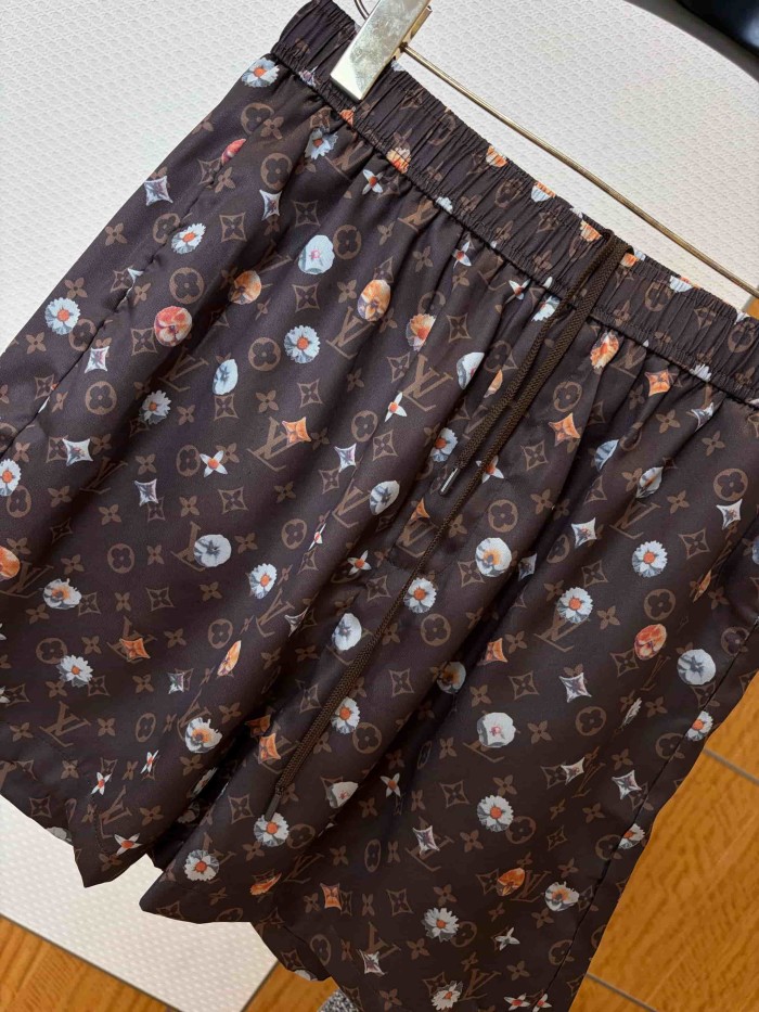 1:1 quality version Nylon Floral Allover Print Drawstring Casual Shorts 2 colors 29114530