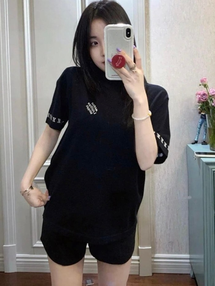 1:1 quality version Combed Cotton Jacquard Logo Webbing Short Sleeve T-shirt 2 colors 29114945