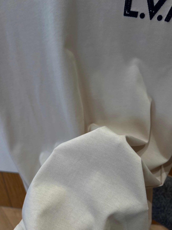 1:1 quality version Heavyweight Combed Cotton Letter Embroidery Crew Neck T-Shirt 29115007