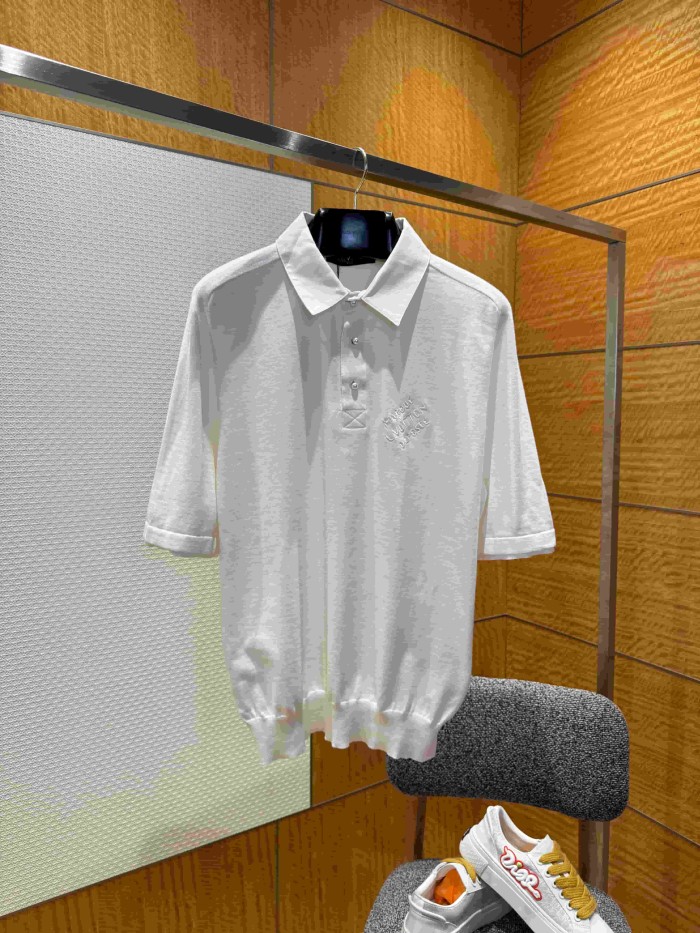 1:1 quality version Simple Letter Embroidery Button Down Collar Polo Shirt 2 colors 29114939