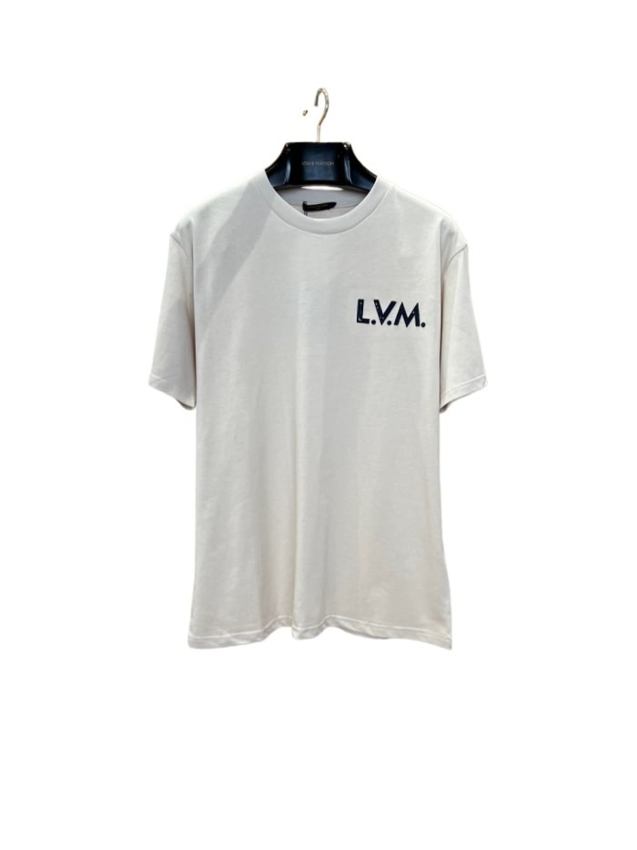 1:1 quality version Heavyweight Combed Cotton Letter Embroidery Crew Neck T-Shirt 29115007