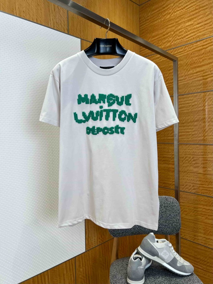 1:1 quality version Thick Thread Granular Embroidery Crew Neck Short Sleeve T-Shirt 2 colors 29114539