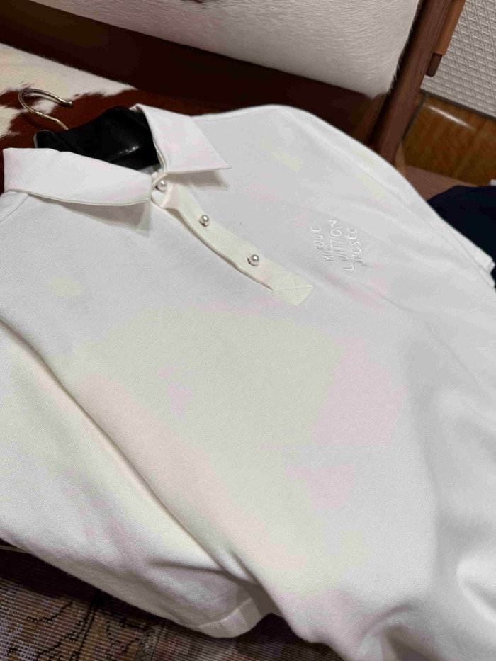 1:1 quality version Simple Letter Embroidery Button Down Collar Polo Shirt 2 colors 29114939