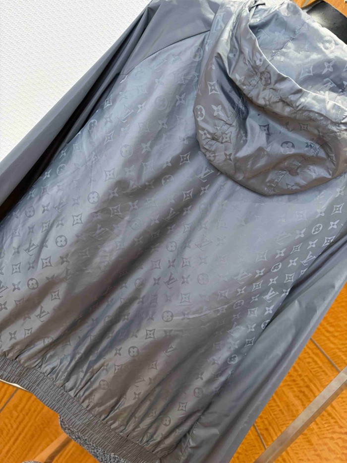 1:1 quality version Nylon Allover Jacquard Hidden Print Drawstring Hooded Jacket 2 colors 29115024