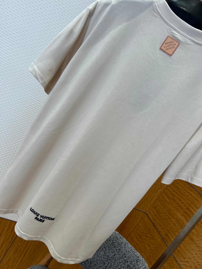 1:1 quality version Heavyweight Combed Cotton Letter Embroidery Crew Neck T-Shirt 29115007