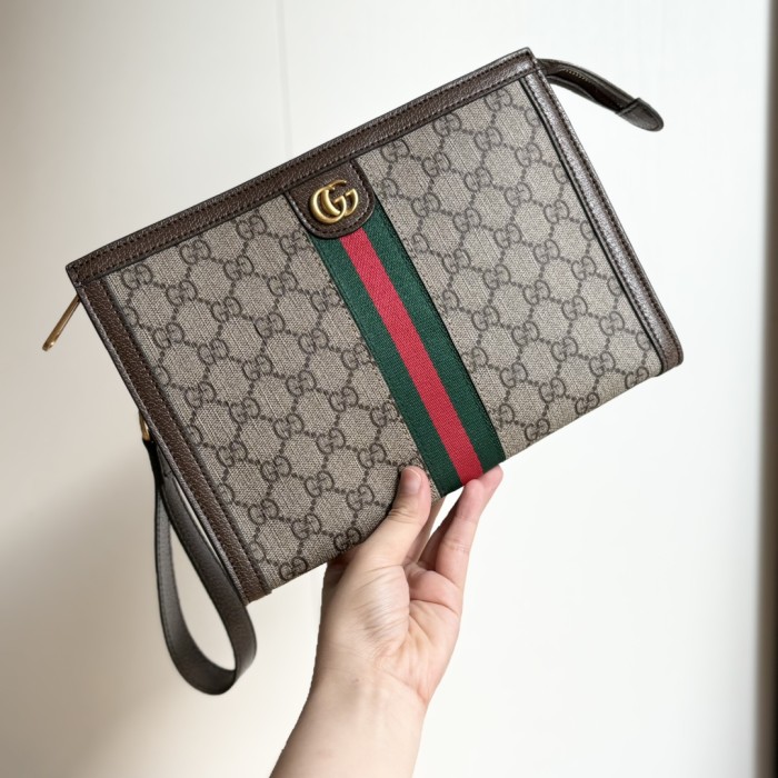 Dark GG Supreme Clutch Bag Men's Travel Dopp Kit Hand Pouch 3 colors 29116462