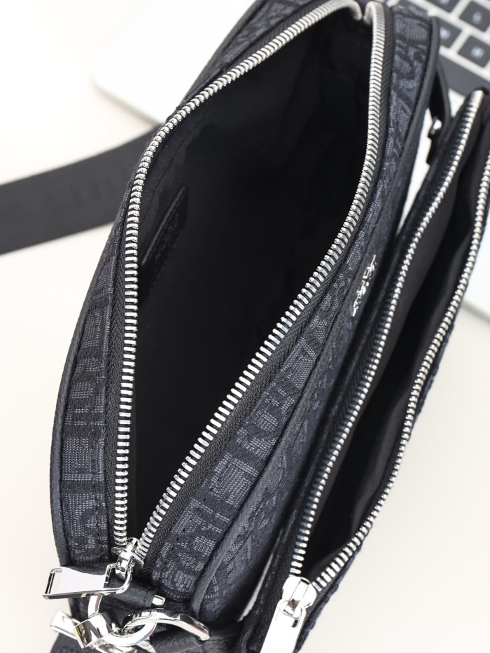 Mens Jacquard Pattern Camera Crossbody 3-in-1 Zipper Saddle Clutch Bag 3 colors 29116535