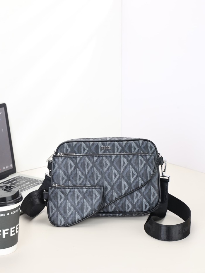 Mens Jacquard Pattern Camera Crossbody 3-in-1 Zipper Saddle Clutch Bag 3 colors 29116535