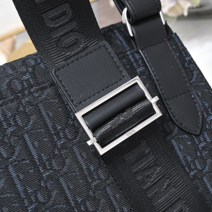 Jacquard Canvas & Black Full Grain Calfskin Leather Saddle Shoulder Bag 2 colors 29116572
