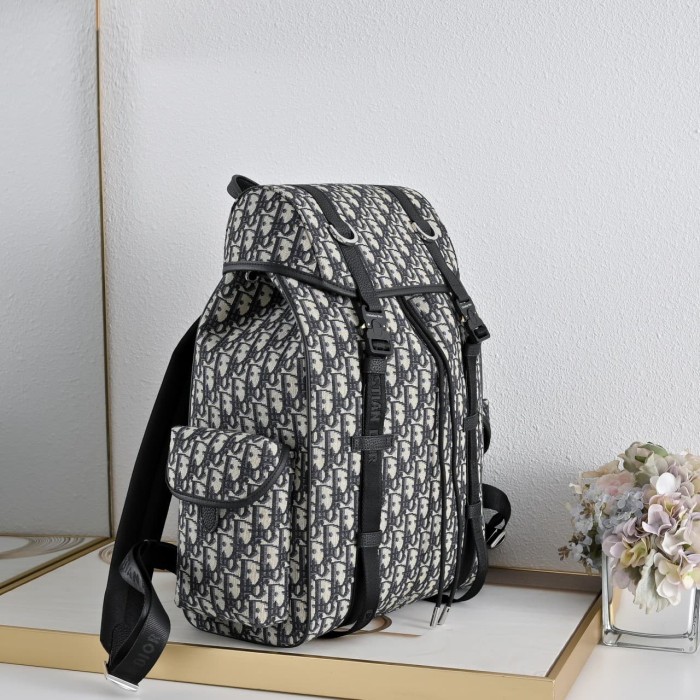 Grain Cow Leather Vintage Oblique Jacquard Flap Backpack 2 colors 29116517