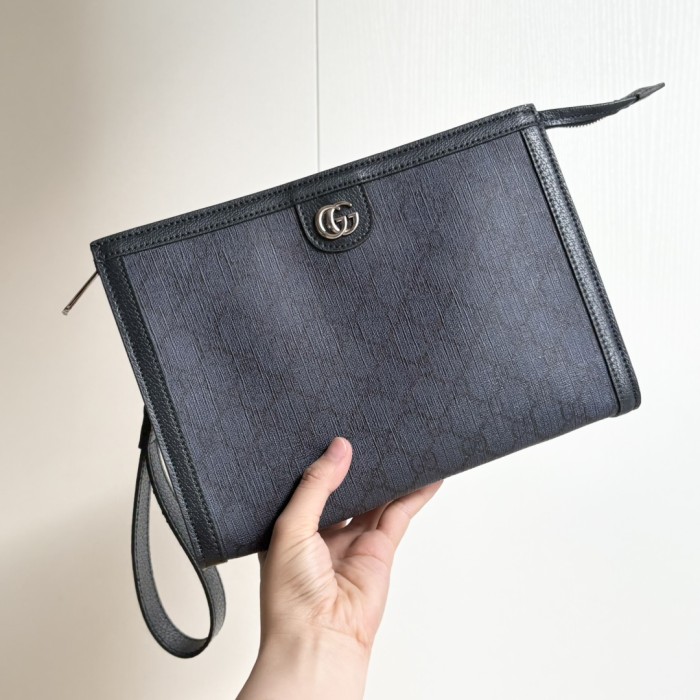 Dark GG Supreme Clutch Bag Men's Travel Dopp Kit Hand Pouch 3 colors 29116462